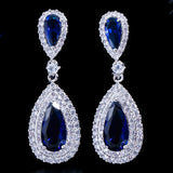 Green Cubic Zircon Long Dangle Earrings for Women