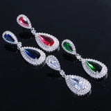 Green Cubic Zircon Long Dangle Earrings for Women