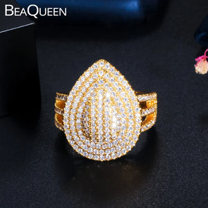 Water Drop Open Rings for Women Cubic Zirconia Dubai Finger Ring
