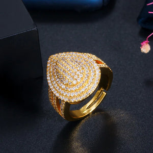 Water Drop Open Rings for Women Cubic Zirconia Dubai Finger Ring