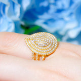 Water Drop Open Rings for Women Cubic Zirconia Dubai Finger Ring