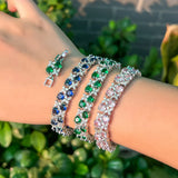 Elegant Green CZ Crystal Bracelet Bangle for Women