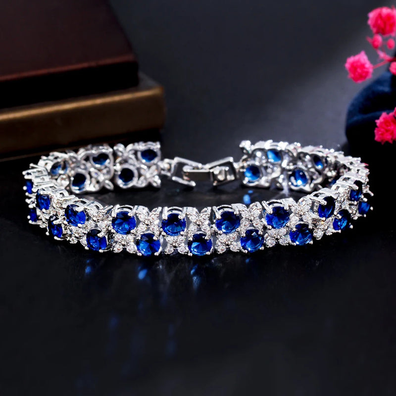Elegant Green CZ Crystal Bracelet Bangle for Women