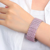 Pink CZ Pave Wide Round Tennis Chain Bracelet