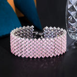 Pink CZ Pave Wide Round Tennis Chain Bracelet