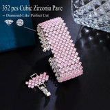 Pink CZ Pave Wide Round Tennis Chain Bracelet