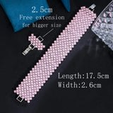 Pink CZ Pave Wide Round Tennis Chain Bracelet