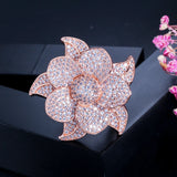 CZ Big Flower Bridal Statement Ring for Women R068