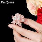 CZ Big Flower Bridal Statement Ring for Women R068