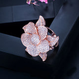 CZ Big Flower Bridal Statement Ring for Women R068
