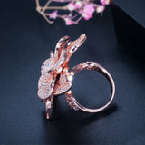 CZ Big Flower Bridal Statement Ring for Women R068