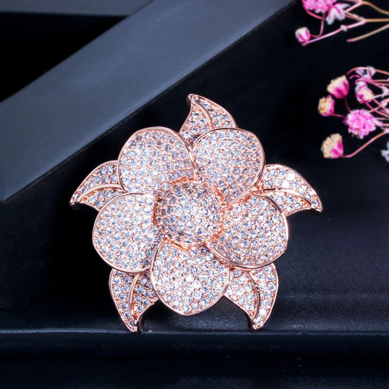 CZ Big Flower Bridal Statement Ring for Women R068