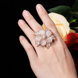 CZ Big Flower Bridal Statement Ring for Women R068
