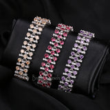 Colorful Crystal Zirconia Bridal Bracelet B033