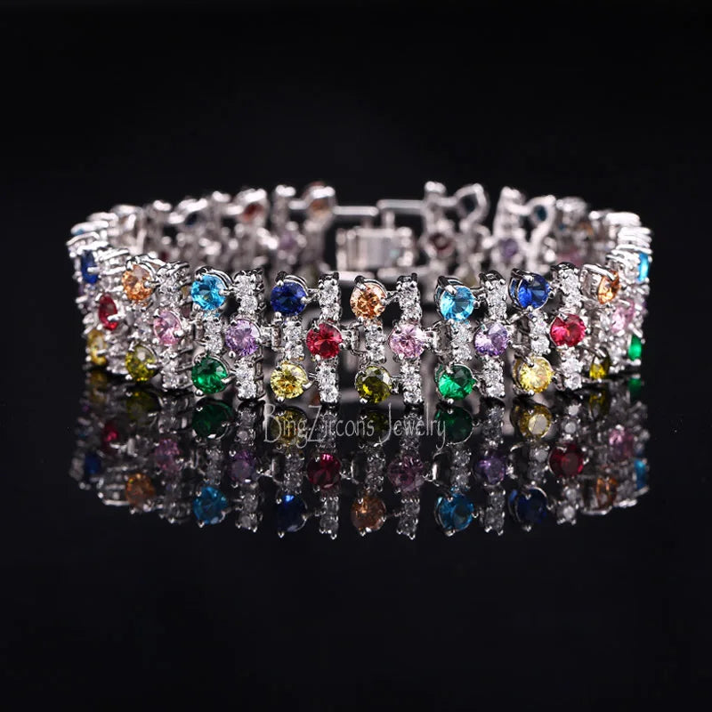Colorful Crystal Zirconia Bridal Bracelet B033