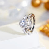 CZ Wedding Ring Set for Women Resizeable Silver Finger Jewelry