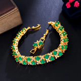 Royal Cubic Zircon Chain Bracelet Flower Leaves Women Bridal Wedding B238