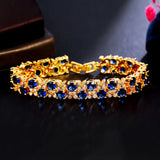Royal Cubic Zircon Chain Bracelet Flower Leaves Women Bridal Wedding B238