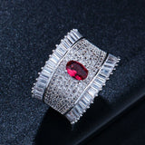 Red Crystal Crown Shape Wedding Band Ring
