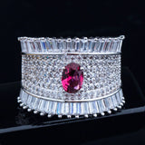Red Crystal Crown Shape Wedding Band Ring
