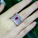 Red Crystal Crown Shape Wedding Band Ring