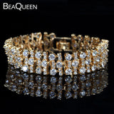 Dubai Bangles Bridal Jewelry CZ Wide Bracelet for Women