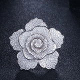 Dubai Yellow Finger Jewelry CZ Pave Flower Wedding Ring for Women