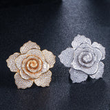 Dubai Yellow Finger Jewelry CZ Pave Flower Wedding Ring for Women