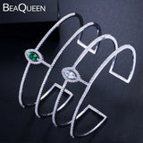 Green Round CZ Crystal Paved Cuff Bracelet B165