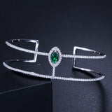 Green Round CZ Crystal Paved Cuff Bracelet B165