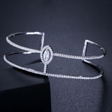 Green Round CZ Crystal Paved Cuff Bracelet B165