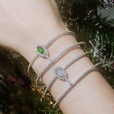 Green Round CZ Crystal Paved Cuff Bracelet B165