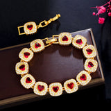 Nigeria Dubai Red Love Heart CZ Crystal Bracelet B236