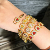 Nigeria Dubai Red Love Heart CZ Crystal Bracelet B236