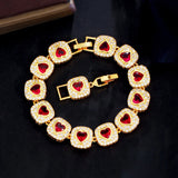 Nigeria Dubai Red Love Heart CZ Crystal Bracelet B236