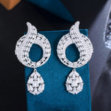 Long Drop Baguette CZ Earrings for Women Wedding Engagement