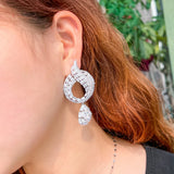Long Drop Baguette CZ Earrings for Women Wedding Engagement