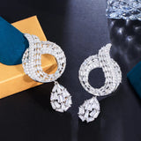 Long Drop Baguette CZ Earrings for Women Wedding Engagement