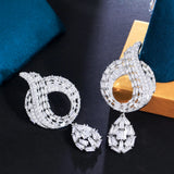 Long Drop Baguette CZ Earrings for Women Wedding Engagement