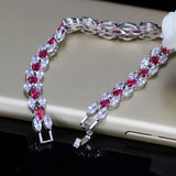 Summer Tennis Bracelets in Rose Red with Cubic Zirconia Crystals