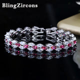 Summer Tennis Bracelets in Rose Red with Cubic Zirconia Crystals