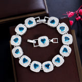 Red Heart Tennis Chain Bracelet for Women, Christmas Jewelry Gift