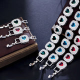 Red Heart Tennis Chain Bracelet for Women, Christmas Jewelry Gift