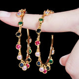 Rainbow Crystal Big Circle Hoop Earrings Yellow Statement Jewelry E329