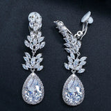 Cubic Zirconia Ear Clip On Earrings Long Water Drop