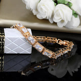 Princess Cut CZ Crystal Charms Bracelet Bangle for Wedding