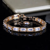 Princess Cut CZ Crystal Charms Bracelet Bangle for Wedding