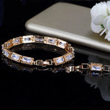 Princess Cut CZ Crystal Charms Bracelet Bangle for Wedding