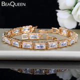Princess Cut CZ Crystal Charms Bracelet Bangle for Wedding