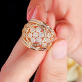Flower Shape CZ Stones Micro Paved Women Finger Rings Plated Bridal Jewelry R096
